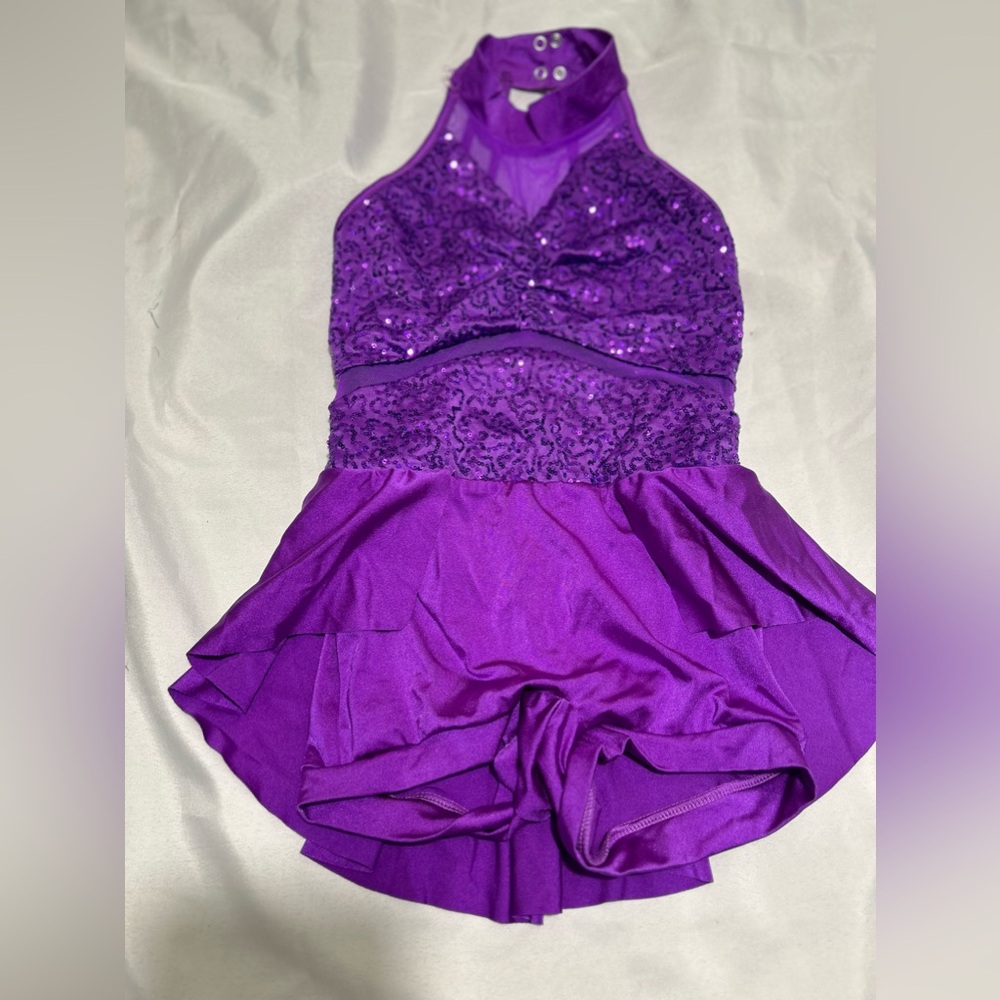 Weissman Purple Sequins Short Dance Suit size large child